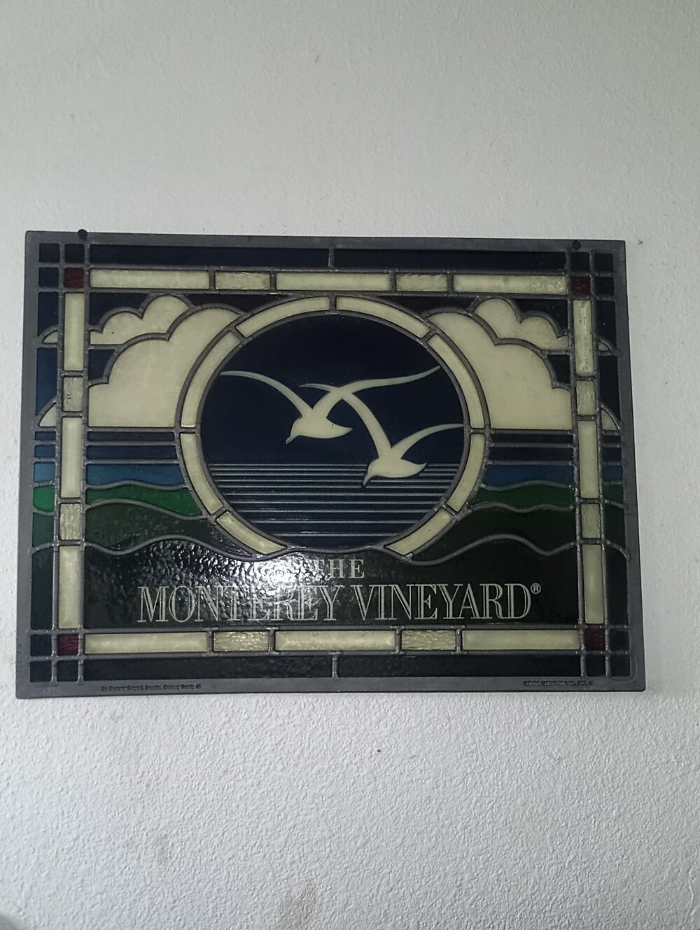 Vintage 1987 Monterey Vineyard 3D Bar Sign - Faux Stained Glass Lightbox Panel